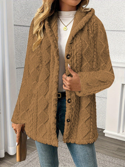 Cappotto in maglia a trecce Beige
