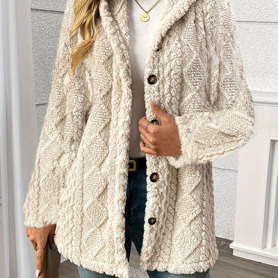 Cappotto in maglia a trecce Beige