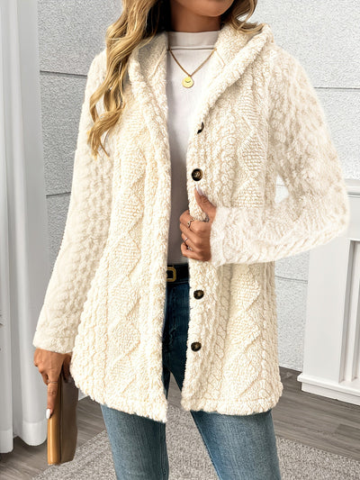 Cappotto in maglia a trecce Beige